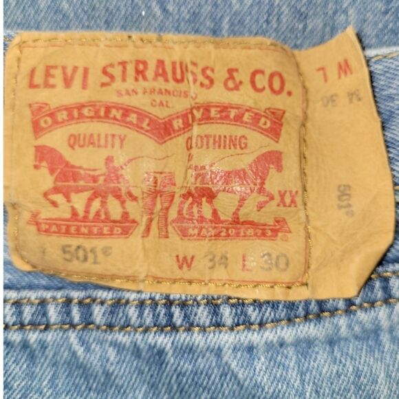 Levi's 501 Button fly 33 x 30 High waist Wedgie - Picture 2 of 13